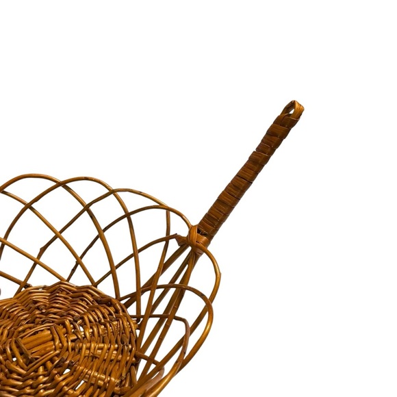 VINTAGE! Boho Natural Woven Round Wicker Fruit Basket With Handle Yugoslavia - Picture 4 of 12